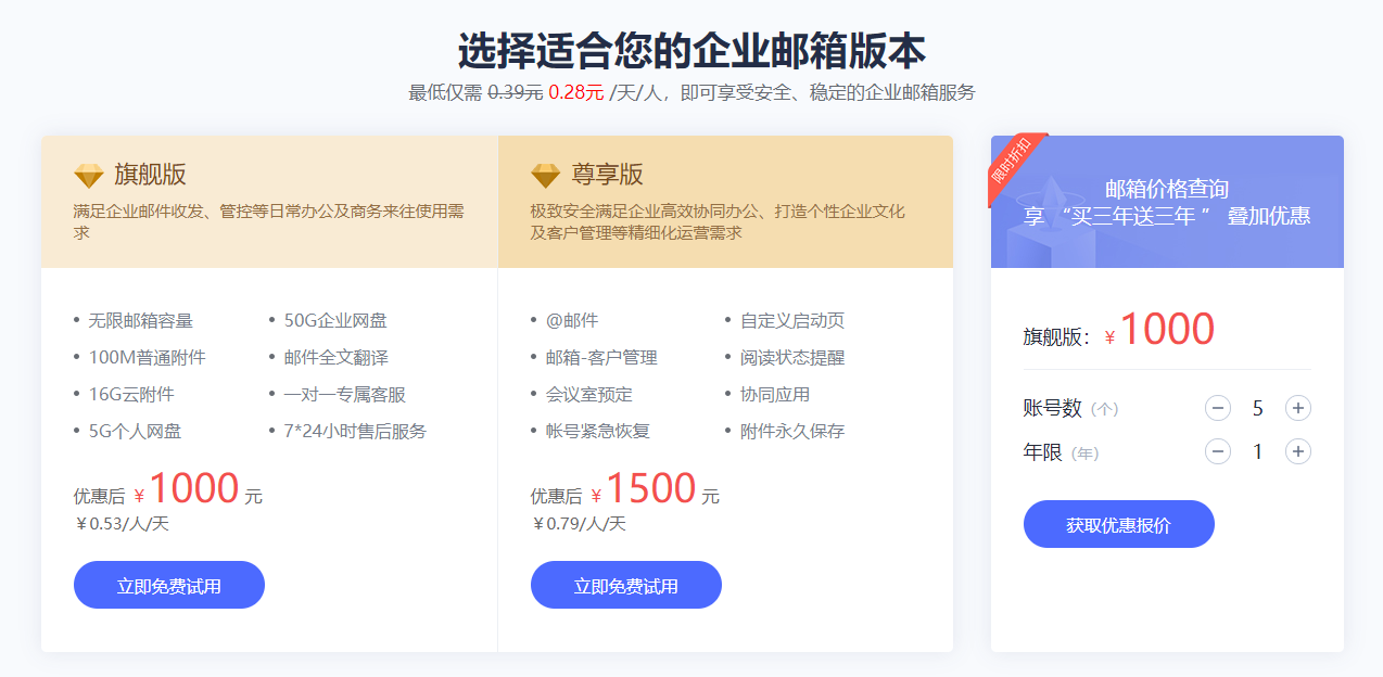 网易企业邮箱价格