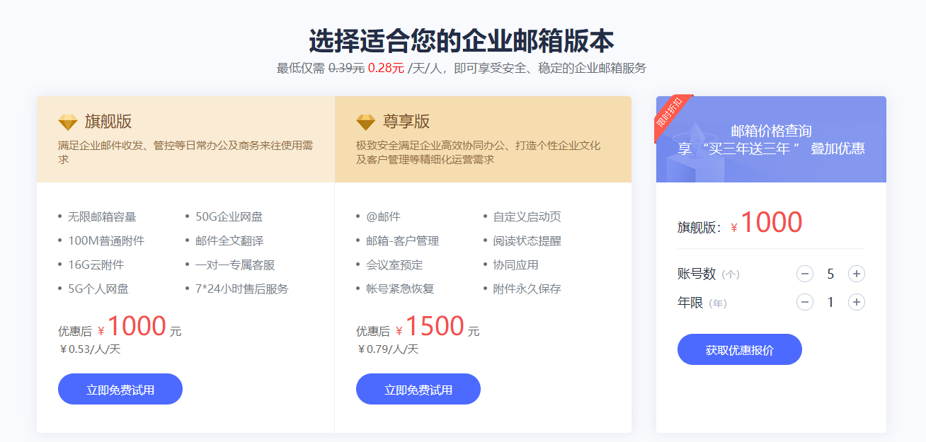 网易企业邮箱价格汇总 网易企业邮箱价格汇总
